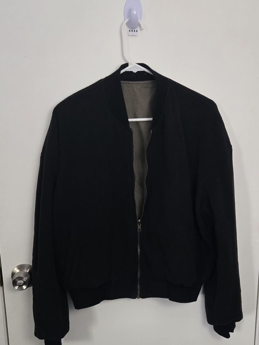 Men's Black Zip-Up Bomber Sweater Jacket